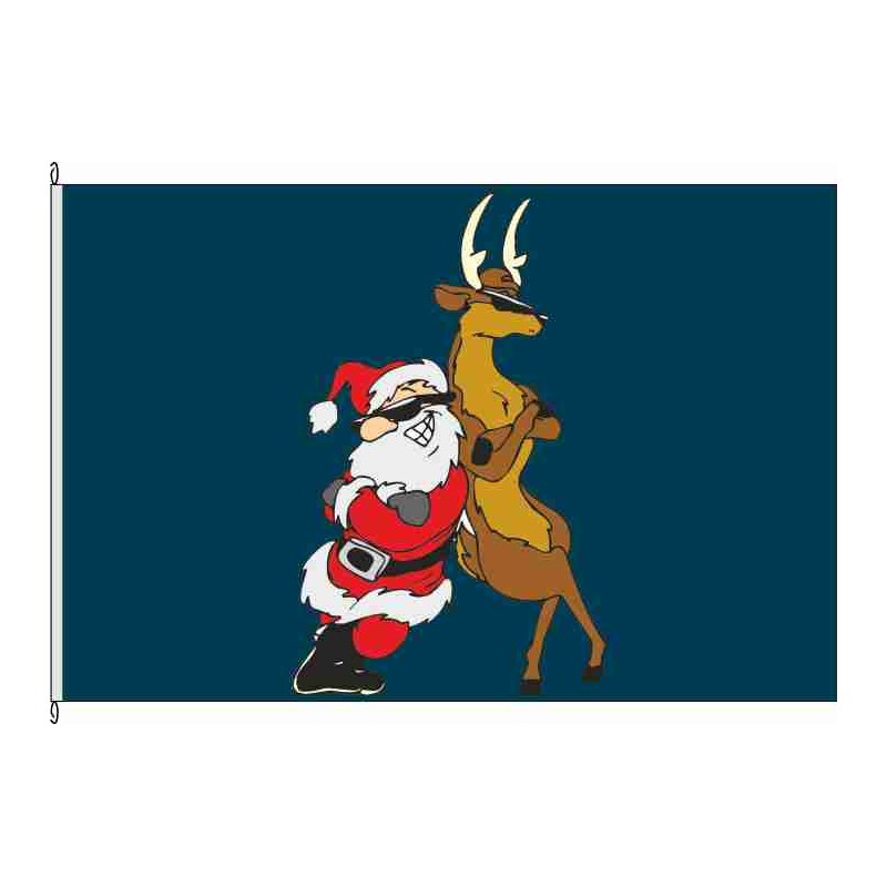 Fahne Flagge So-Santa and Reindeer blau